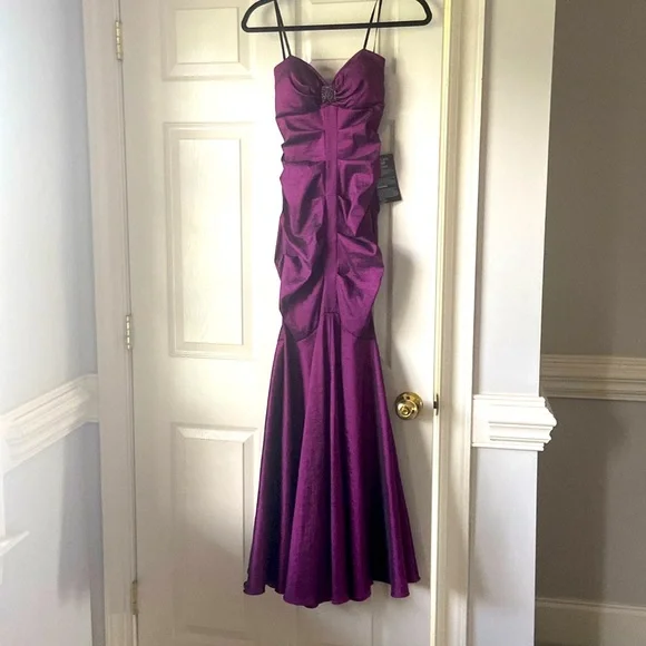 strapless open back dress Violet Formal Glitter Sequin Mermaid Dress